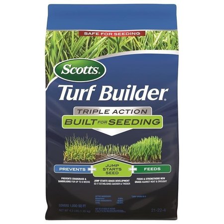 Scotts Turf Builder TripleAction Lawn Fertilizer, Solid, Fertilizer, OffWhite, 43 lb Bag 23002